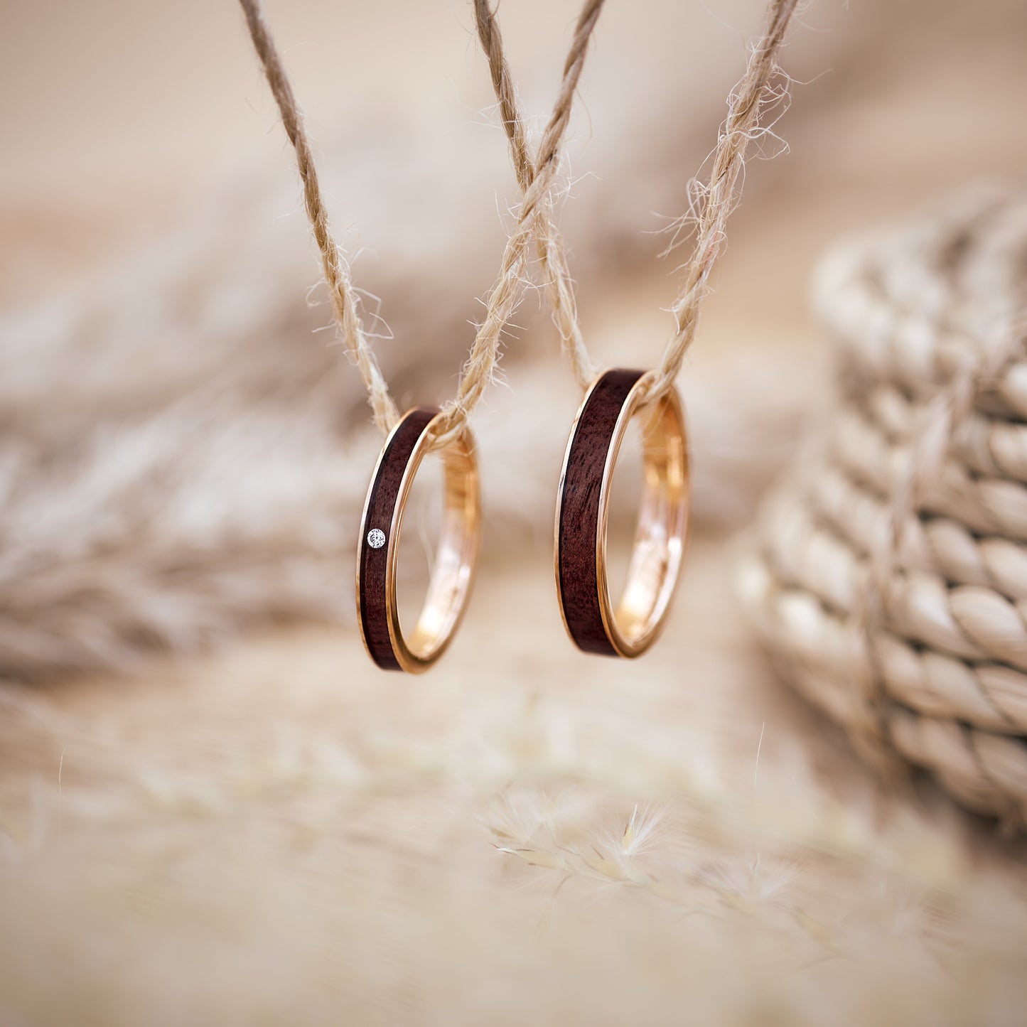 Ringe Rosegold mit Holz Fablano