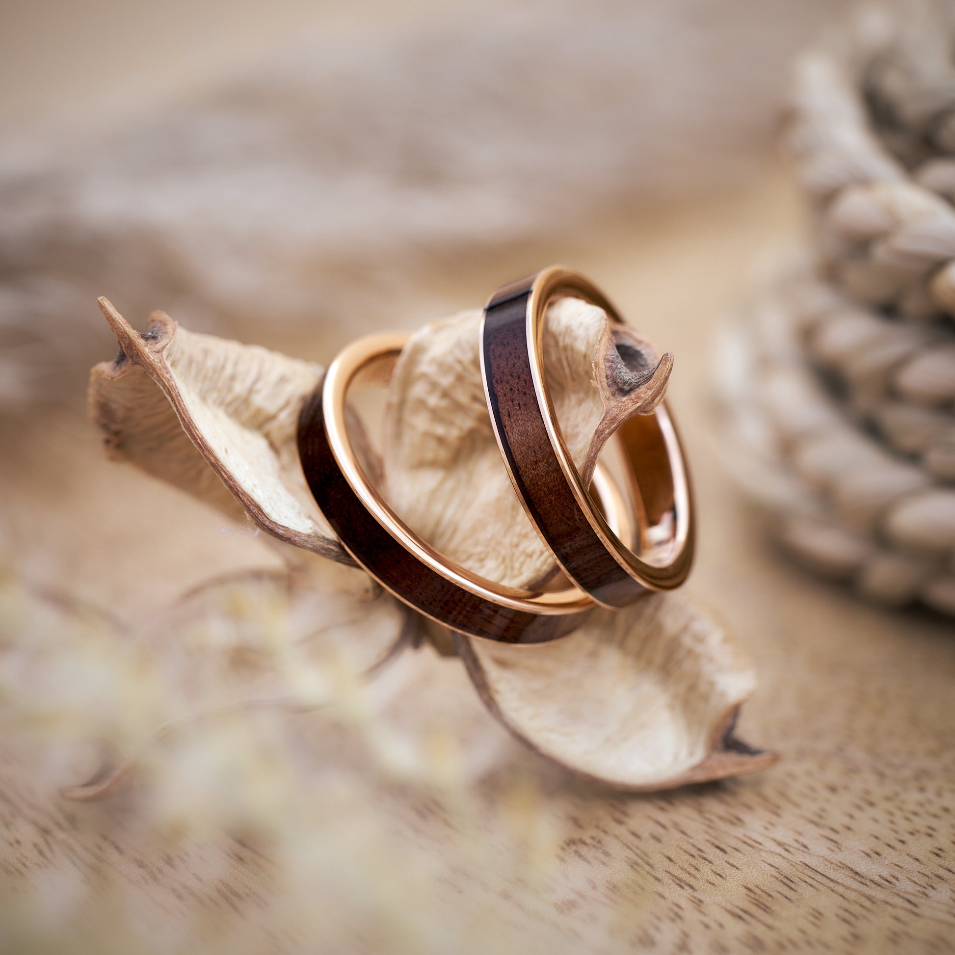 Rosegold Ringe Holz Fablano