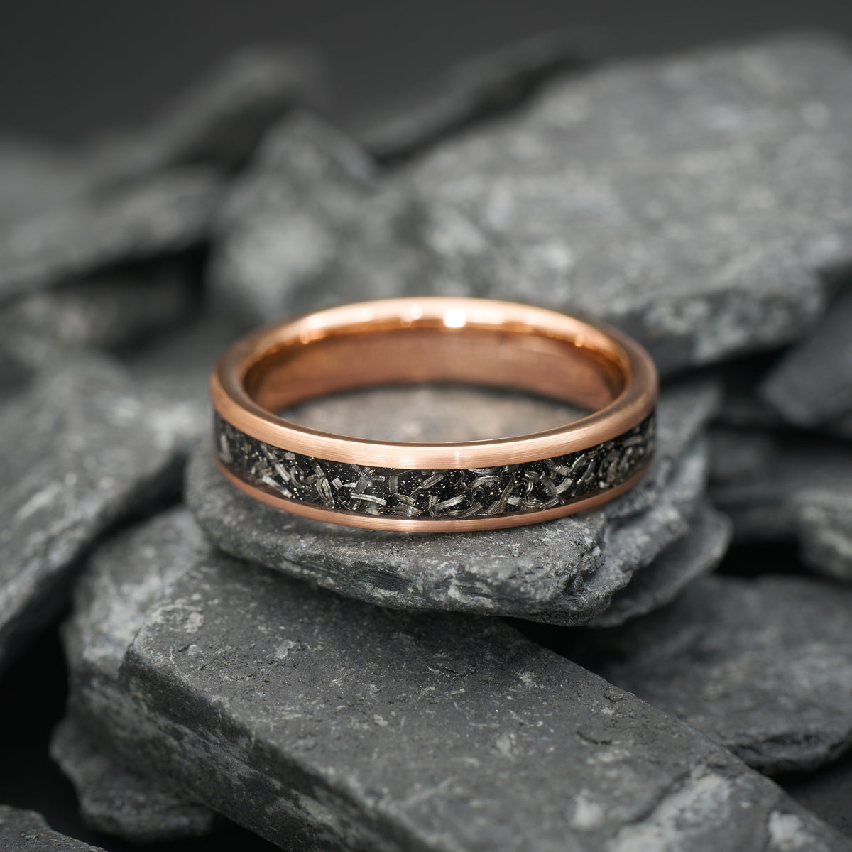 Außergewöhnlicher Ring Herren Rosegold Meteorit Apollo Fablano