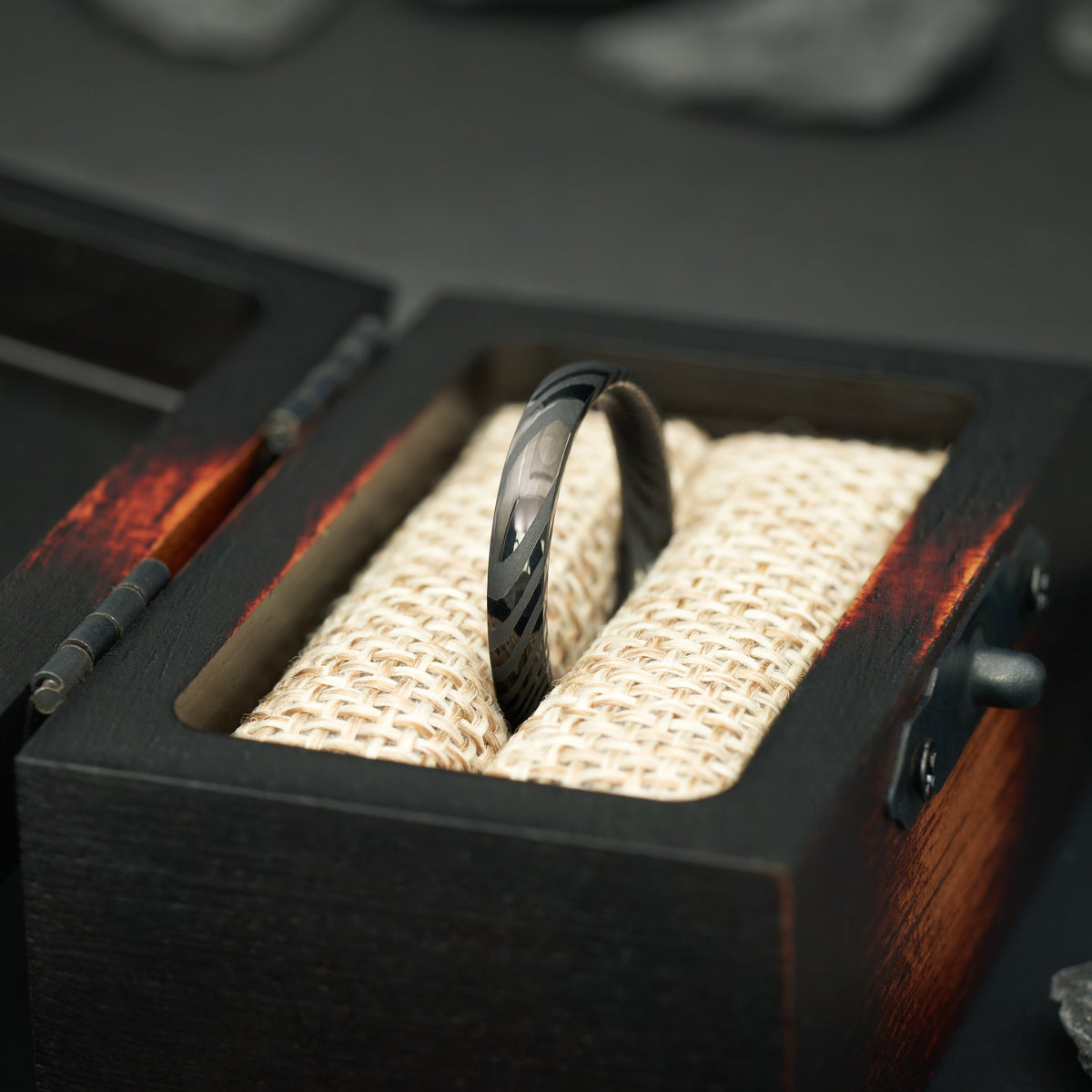 Damaskus Ring Schwarz Kavora von Fablano
