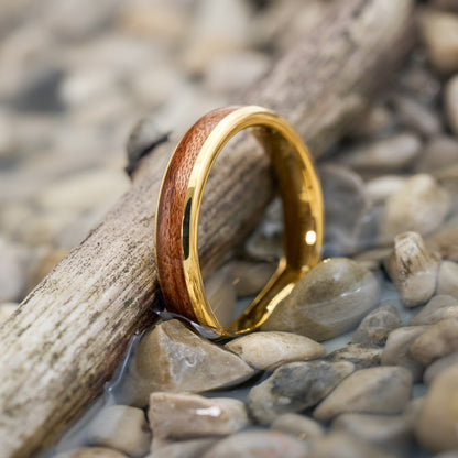 Ehering aus Holz in Gold Elano von Fablano