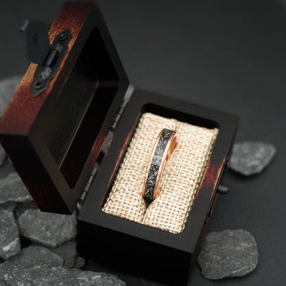 Handgefertigter Ring Herren Rosegold Meteorit Apollo Fablano