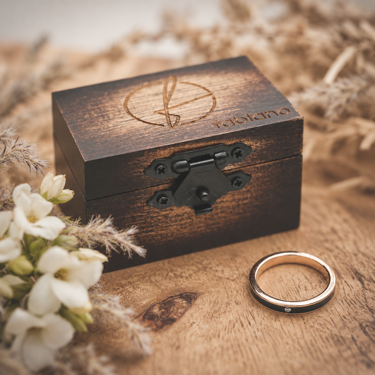 Holz Damenring Rosegold Fablano