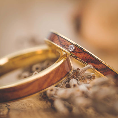 Holz Partnerringe Gold mit Stein Auren von Fablano