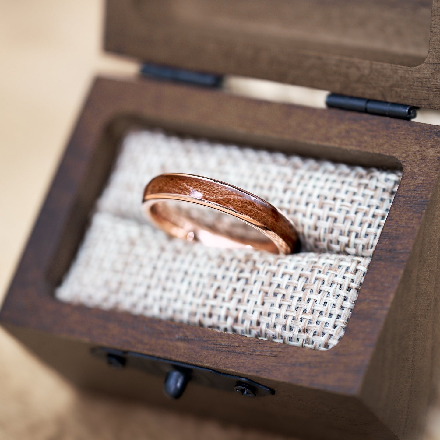 Holz Ehering Rosegold Elano von Fablano