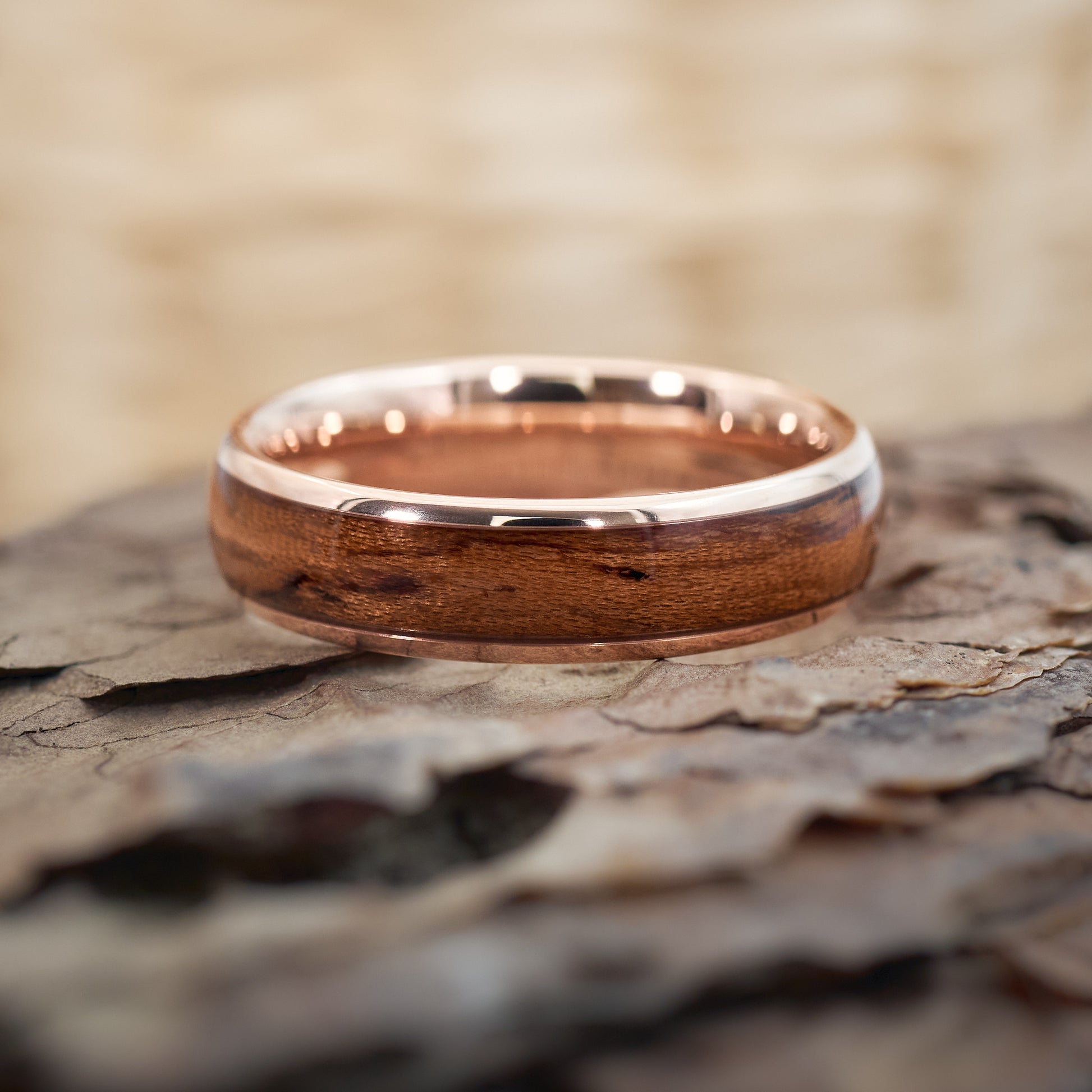 Holzring in Roségold Unisex Elano von Fablano