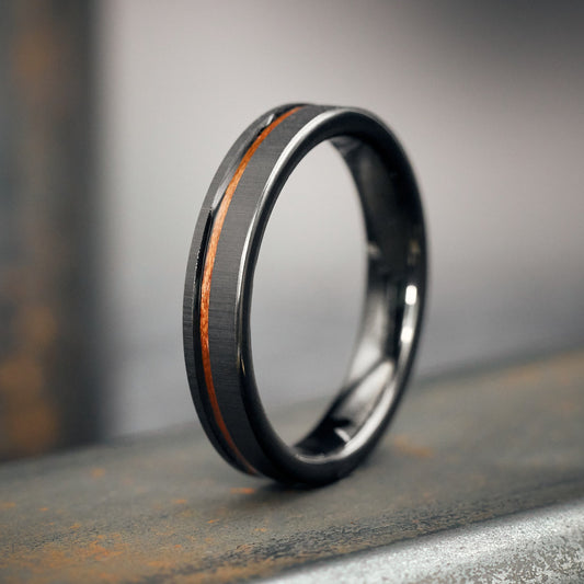 Holzring in Schwarz für Damen Velor von Fablano