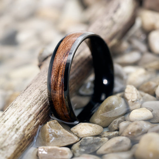 Holzring in Schwarz Unisex Elano von Fablano