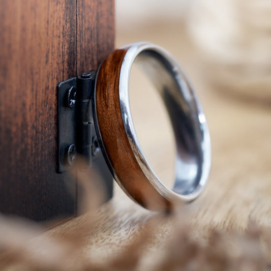 Holzring in Silber Unisex Elano von Fablano