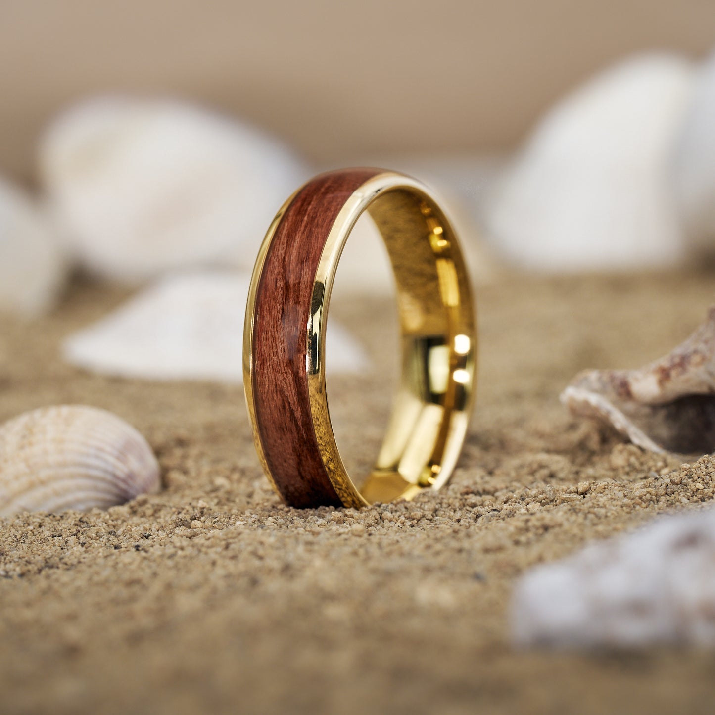 Holzring Unisex Ehering in Gold Elano von Fablano