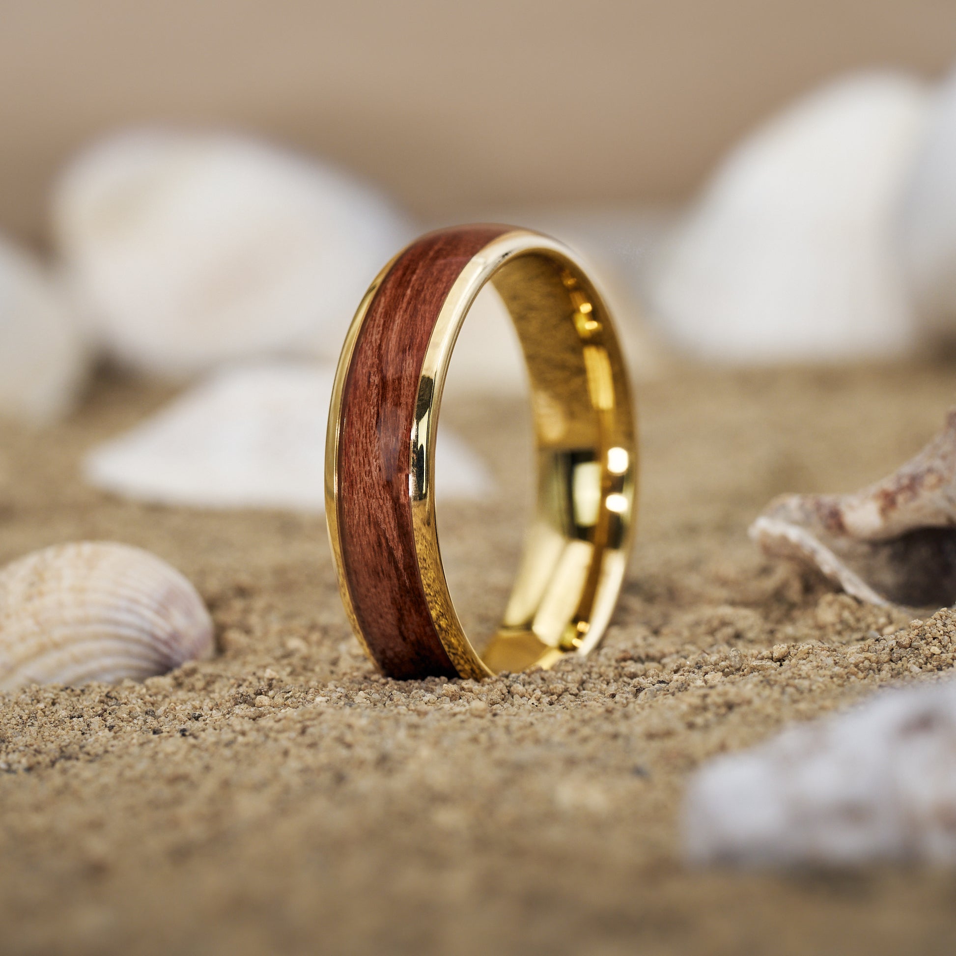 Holzring Unisex Ehering in Gold Elano von Fablano
