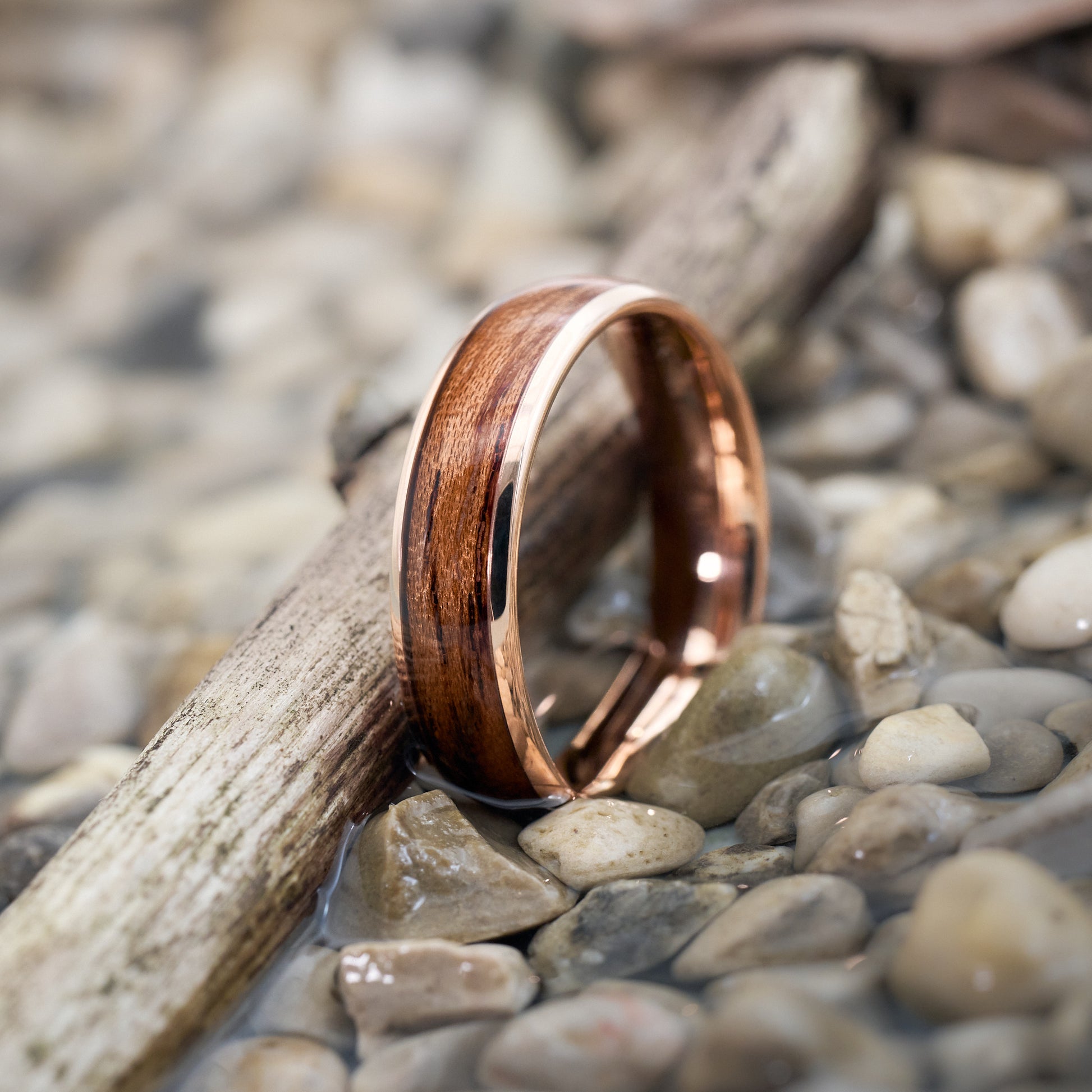 Holzring Unisex Ehering in Roségold Elano von Fablano