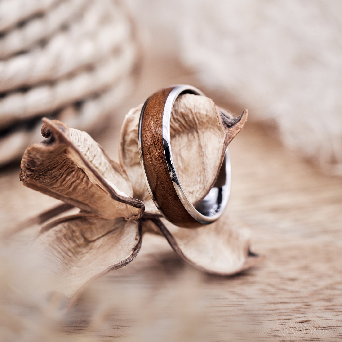 Holzring Unisex Ehering in Silber Elano von Fablano