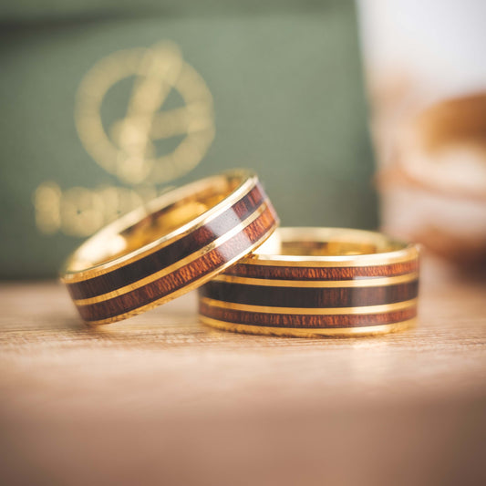 Holzringe in Gold Duo und Trio Lioran von Fablano