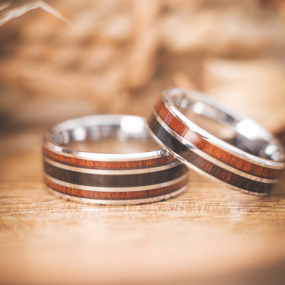 Holzringe in Silber Duo und Trio Lioran von Fablano