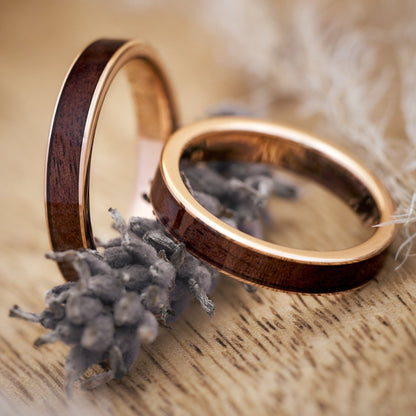 Partnerringe Holz Elyor Roségold von Fablano
