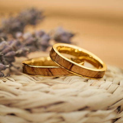 Partnerringe Holz Gold Olea von Fablano