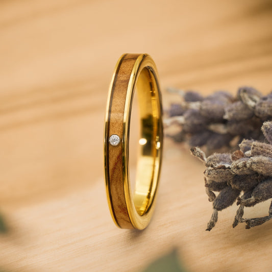 Ring mit Holz Gold Damen Olea von Fablano