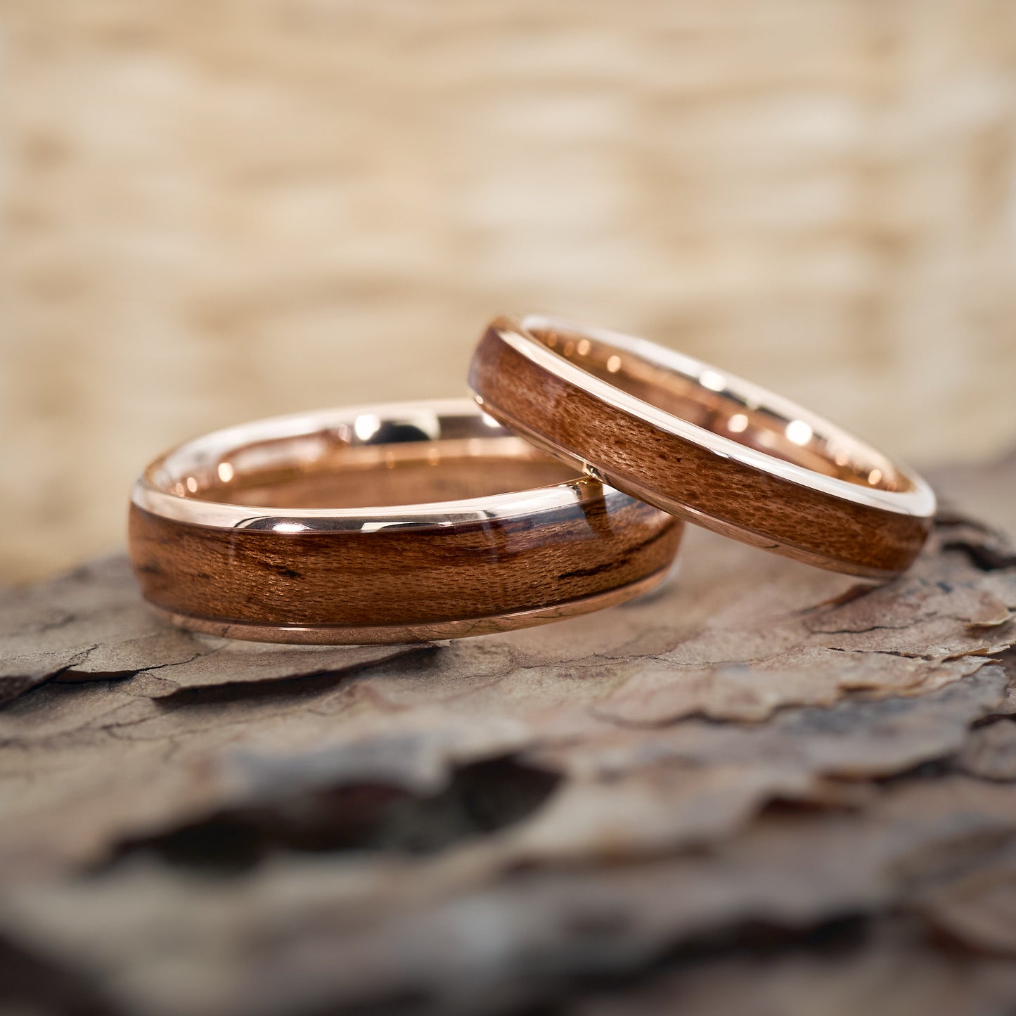 Ringe Holz Roségold natur Elano von Fablano