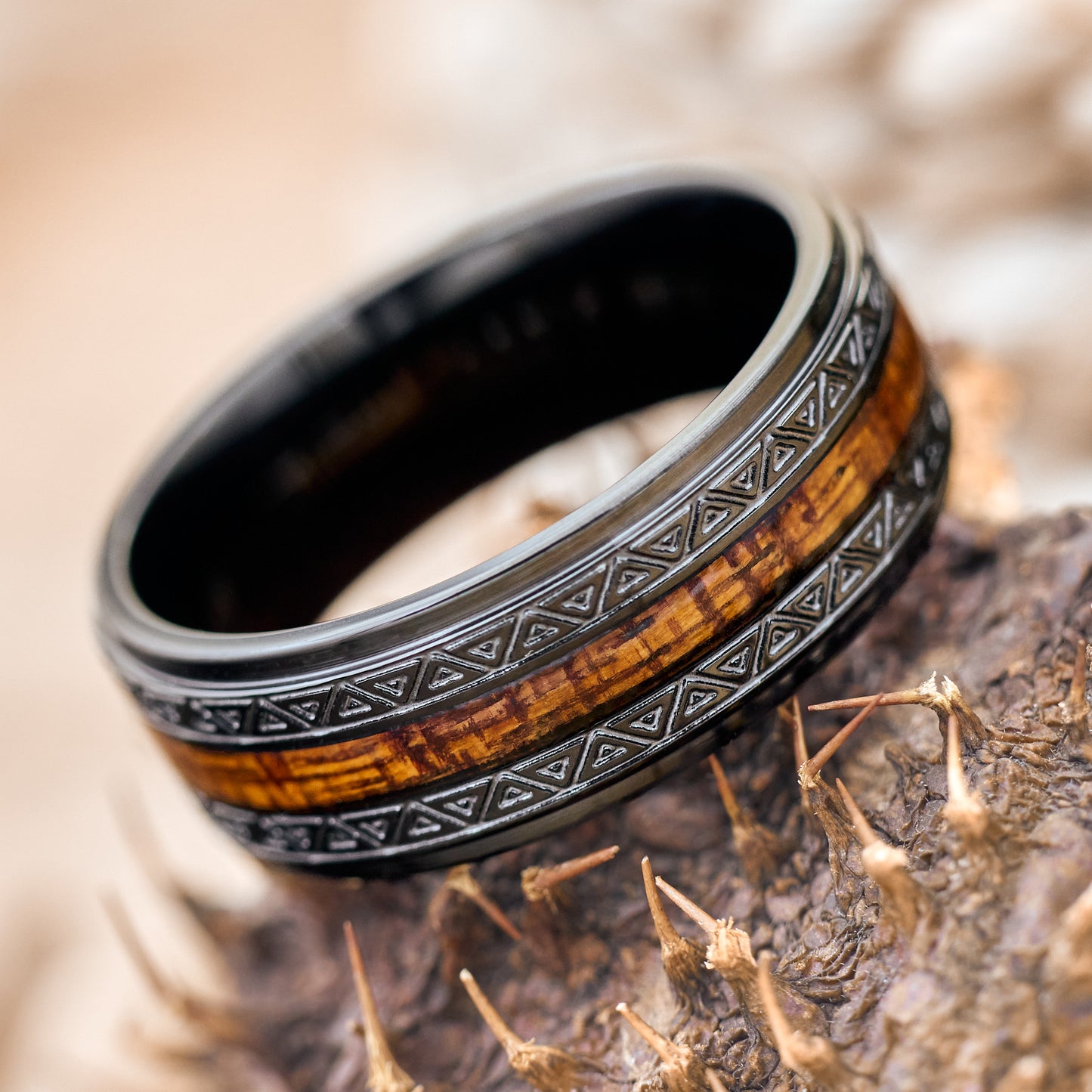 Verlobungsring Holz in Schwarz für Herren Bermuda von Fablano