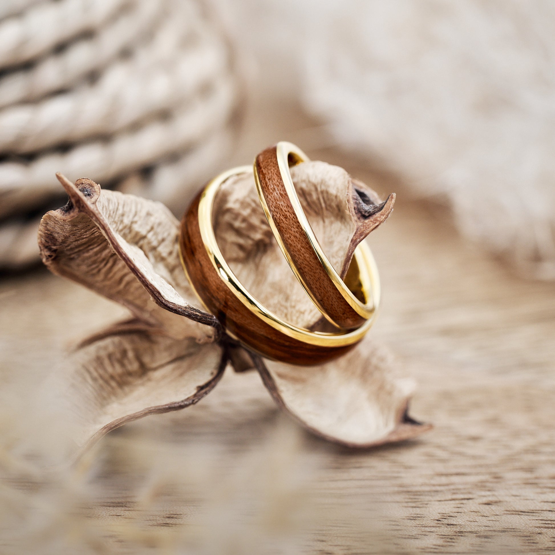 Verlobungsringe Holz in Gold Elano von Fablano