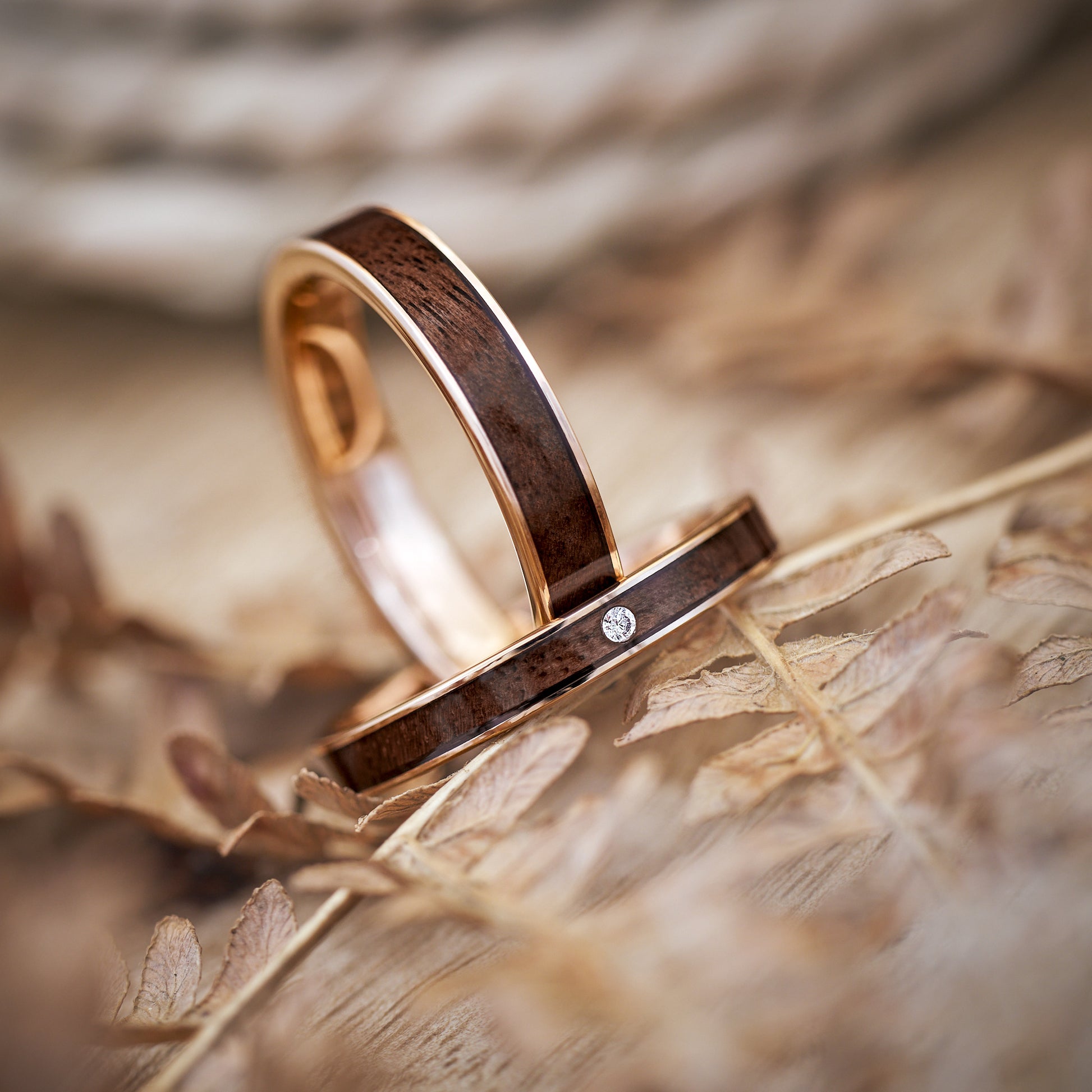 Verlobungsringe Holz Roségold Elyor von Fablano