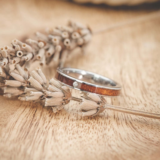 Holzring Damen in Silber mit Stein Ravion von Fablano